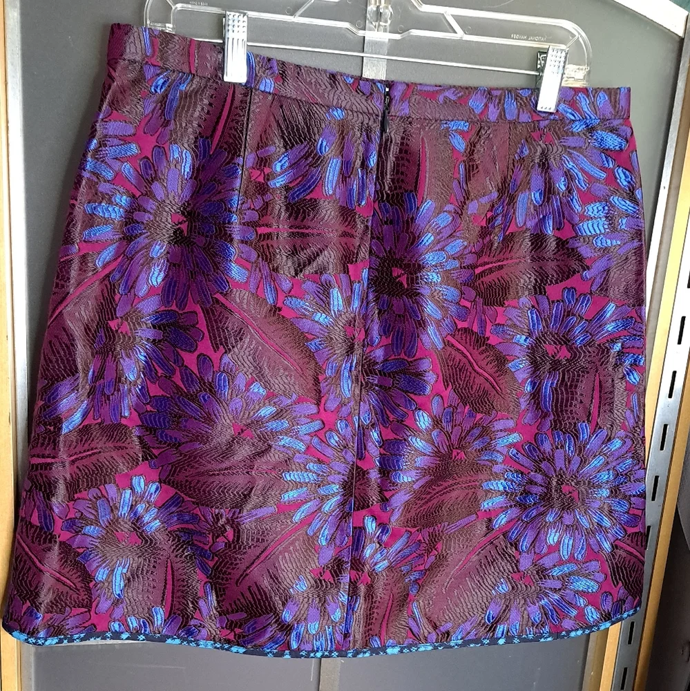 J.Crew • Vibrant GORGEOUS Floral Jacquard Neon Purple Blue Mini Pencil Skirt 12 - Picture 15 of 17